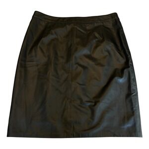 Alji Piel Lamb Leather A-Line Skirt Black 14